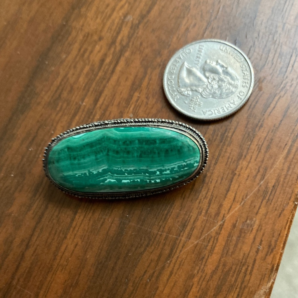 Vintage art deco malachite brooch